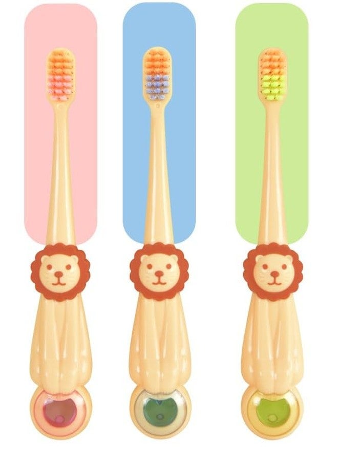 SAMVARDHAN Cute Lion Toothbrush Set For Kids- Ultra Soft Bristles & Fun Animal Handle for 3-12 Years old Children, Multicolor (3) - Image 1